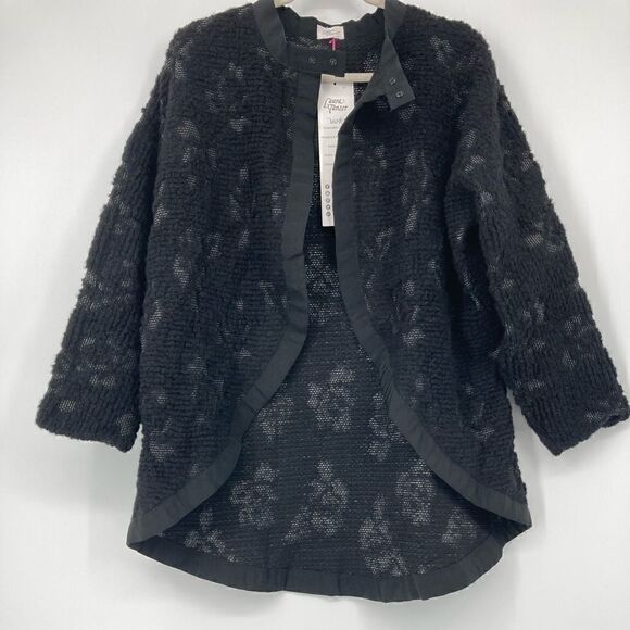NWT Laura Tanzer Rose Butterfly Knit Jacket Size M Black Color - Picture 2 of 10